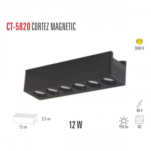 Cata Cortez 12 W Magnet Ray Armatür Aydınlatma Siyah Kasa Gün Işığı ct-5820
