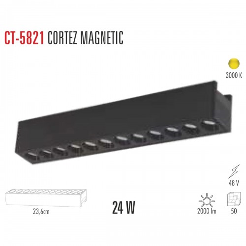Cata Cortez 24 W Magnet Ray Armatür Aydınlatma Siyah Kasa Gün Işığı ct-5821